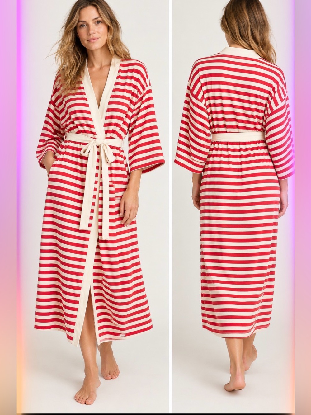 The Great. The Robe Red/Cream Stripe